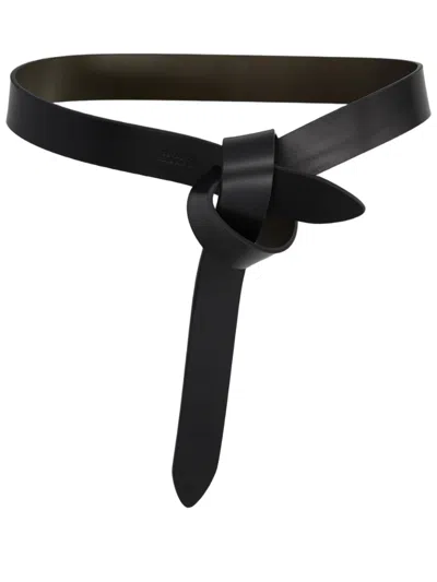Isabel Marant Lecce Narrow Knot Cow Leather Belt In Black