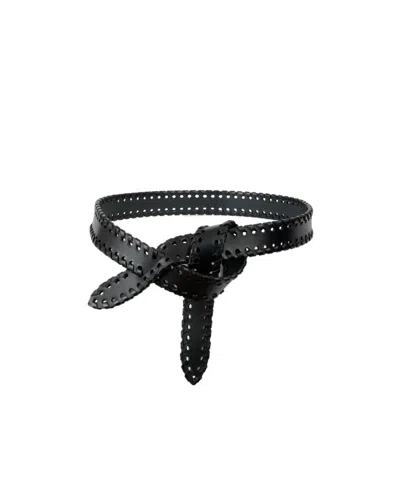 Isabel Marant Lecce Whipstitch-trim Leather Belt In Black