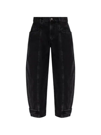 Isabel Marant Leja Mid-rise Cotton Denim Baggy Jeans In Black