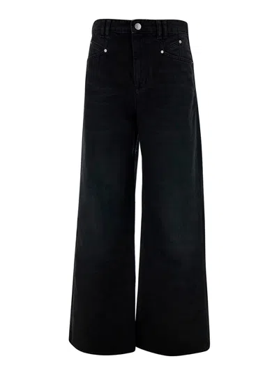 Isabel Marant Lemony Black Five-pocket Jeans With Logo Patch In Cotton Denim Woman