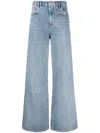 Isabel Marant High-waisted Wide Leg Jeans In Fluid Cotton Denim In Blue