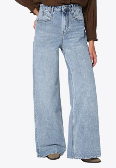 Isabel Marant Lemony Wide-leg Faded Jeans In Blue