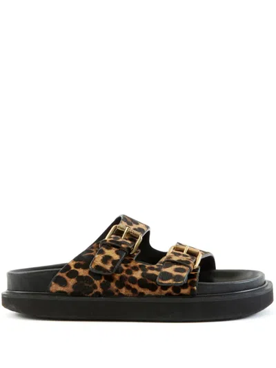 Isabel Marant Lennya Leopard-print Leather Sandals In Multicolor