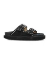 Isabel Marant Lennya Pearly Studded Leather Dual-buckle Sandals In Faded Black
