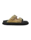 Isabel Marant Lennyo Studded Suede Flat Sandals In Taupe