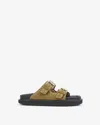 Isabel Marant Lennyo Studded Suede Flat Sandals In Taupe