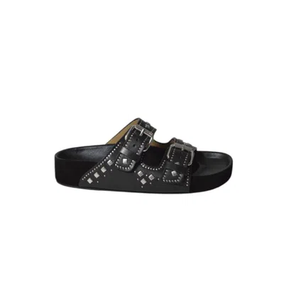 ISABEL MARANT LENNYO BLACK LEATHER SANDALS