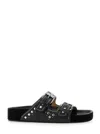 Isabel Marant 'lennyo' Black Sandals With Stud Embellishments And Moulded Footbed