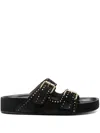 Isabel Marant Lennyo Embroidered Cutout Suede Slides In Black