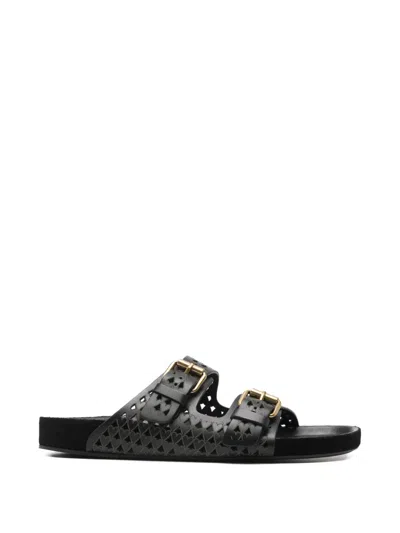 Isabel Marant Lennyo Cutout Buckle Flat Sandals In Black