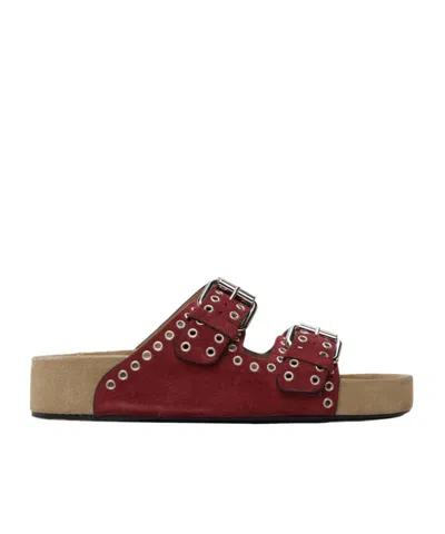 Isabel Marant Red Lennyo Buckle Sandals In 40ry Raspberry