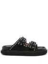 Isabel Marant Lennya Pearly Studded Leather Dual-buckle Sandals In Black