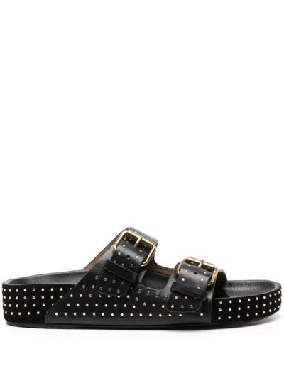 Isabel Marant Lennyo Leather Sandals In Black
