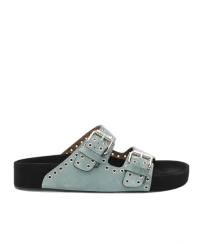 Isabel Marant Lennyo Open-toed Buckles Slippers In Gray