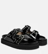 Isabel Marant Lennya Pearly Studded Leather Dual-buckle Sandals In Black