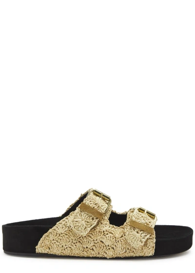 Isabel Marant Lennyo Raffia And Suede Sliders In Natural