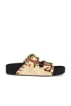 Isabel Marant Lennyo Leather-trimmed Woven Raffia Sandals In Natural & Cognac