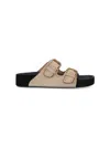 Isabel Marant Beige Suede Sandals With Decorative Buckles In Black
