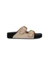 Isabel Marant Beige Suede Sandals With Decorative Buckles In Black