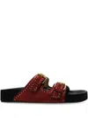 Isabel Marant Lennyo Suede Buckle Sandals In Burgundy