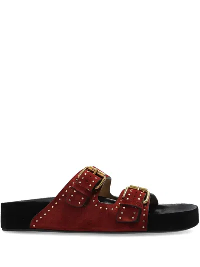 Isabel Marant Lennyo Suede Buckle Sandals In Red