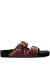 Isabel Marant Leather Sandals With All-over Stud Detail In Red