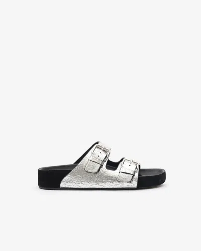 Isabel Marant Lennyo Leather Sandals In Silver