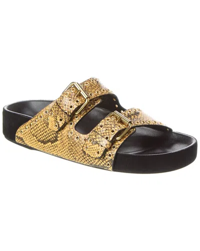 Isabel Marant Lennyo Snake-embossed Leather Sandal In Gold