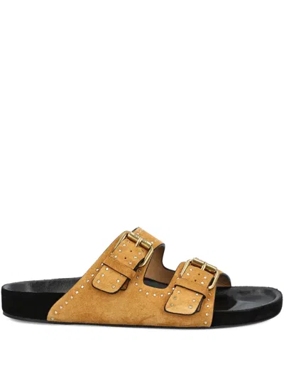 Isabel Marant Lennyo Studded Double-strap Sandals In Brown