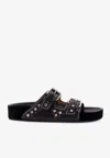 Isabel Marant 'lennyo' Black Sandals With Stud Embellishments And Moulded Footbed In Black