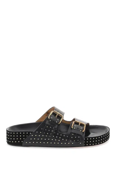 Isabel Marant Lennyo Leather Sandals In Black