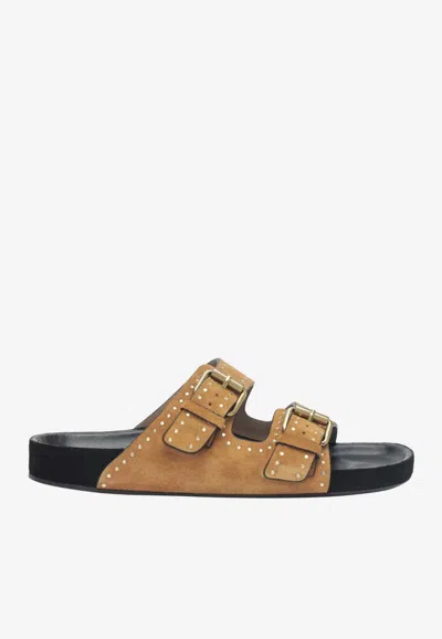Isabel Marant Lennyo Suede Slides In Brown