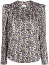 Isabel Marant Lensy Floral-print Blouse In Black