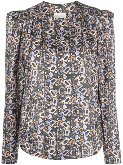 Isabel Marant Lensy Floral-print Blouse In Black