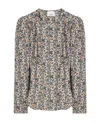Isabel Marant Lensy Long-sleeved Floral-printed Blouse In Gray