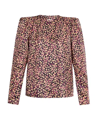 Isabel Marant Lensy Motif Printed Puff Sleeved Blouse In Multi