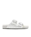 Isabel Marant Lennyo Studded Slide Sandal With Genuine Shearling Lining In White