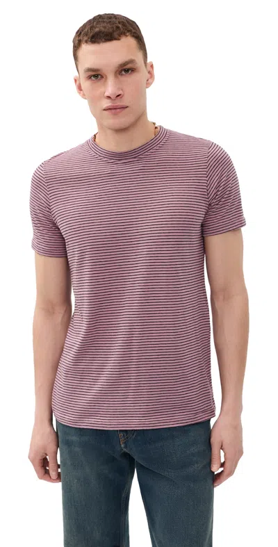 Isabel Marant Leon Striped Linen Tee Light Pink/black In Purple