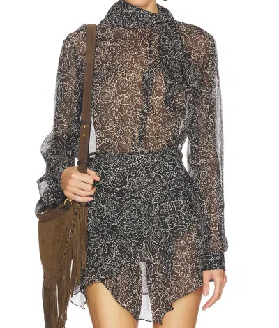 Isabel Marant Leona Blouse In Black/ecru In Brown