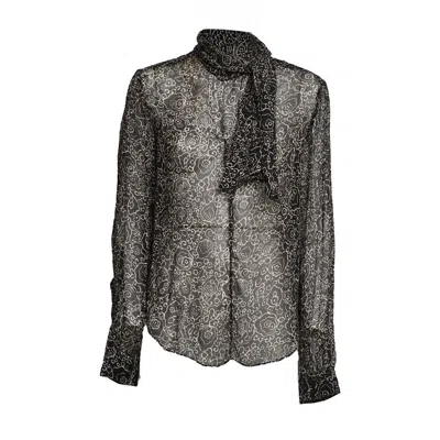 Isabel Marant Leona Printed Sheer Chiffon Blouse In Gray