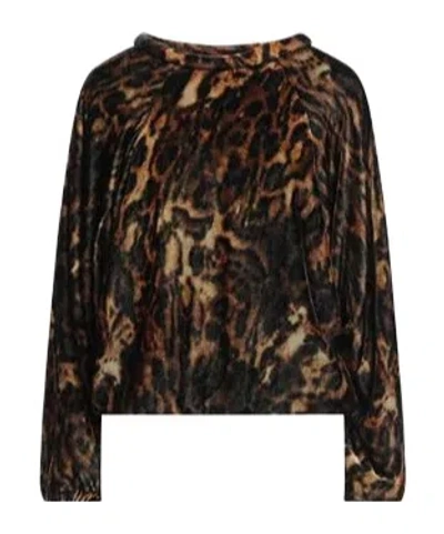 Isabel Marant Leopard Print Velvet Cropped Long Sleeve Top In Multi