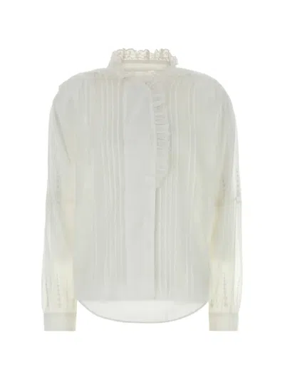 Isabel Marant Leota Ruffled Pleated Shirt In White