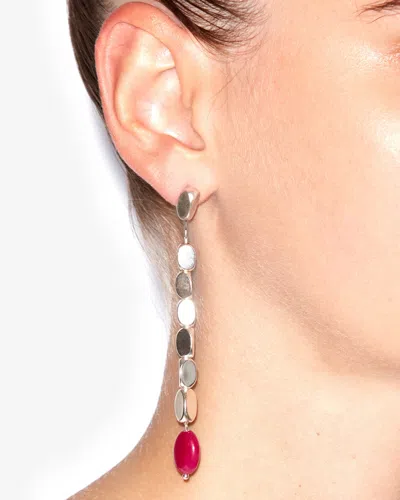 Isabel Marant Leotie Earrings In Fuchsia And Silver