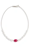 Isabel Marant Leotie Stud Necklace In Fuchsia/silver
