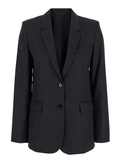 Isabel Marant 'lesandre' Grey Single-breasted Jacket With Notched Revers In Fabric Woman In Black