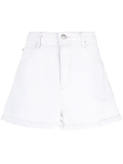Isabel Marant Lesia Frayed Perforated Denim Shorts In White