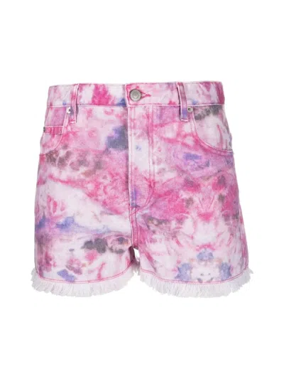 ISABEL MARANT LESIA TIE-DYE FRAYED SHORTS