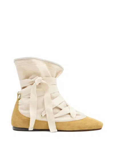 Isabel Marant Letiz Ankle-tie Leather Boots In White