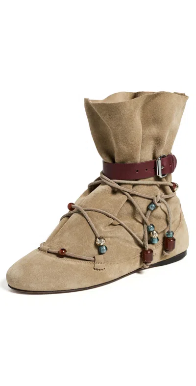 Isabel Marant Letiz Draped Boots Taupe In Brown