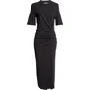 Isabel Marant Draped Dress With Padded Shoulders In Black